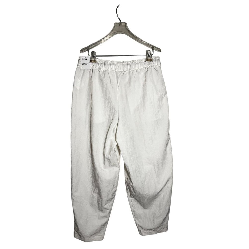 Nike Size Large Woven Utility Pants Beige/Cream Patchwork Elastic Waist - Picture 3 of 9